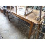 19thC French oak & ash kitchen table with centre stretcher