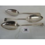 Old english pattern silver table spoons - London 1806/7 (3)