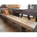 Early 20th Century school bench & pine footstool