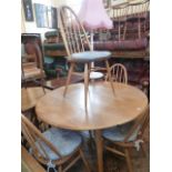 Ercol elm & beech drop leaf dining table & chairs