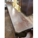 Victorian pitch pine church bench 108" long