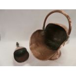 Victorian copper coal helmet and shovel