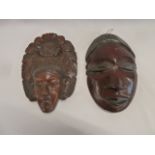 African/Indonesian carved wooden face masks (2)