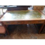 Early 20thC leather inset writing table (belonged to the children's author Rose Impey,