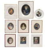 Miniaturmaler des 19./20. Jh.Konvolut Portraits, 9-tlg., variierende Bildnisse berühmter