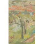 Monogrammist "PM"Maler des 20. Jh., "Bäume", stilisierte Darstellung des Obstgartens im Frühling,