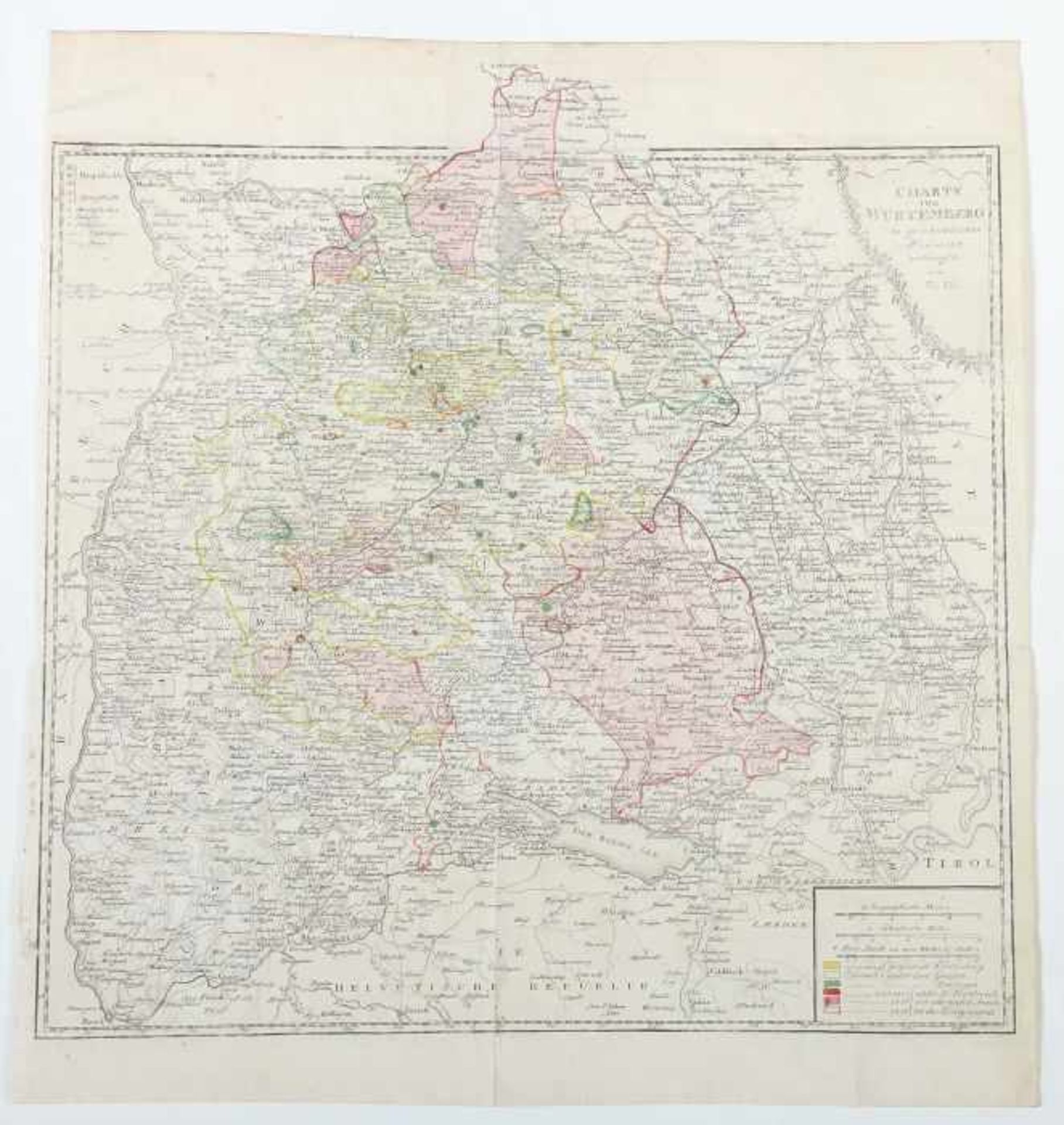 Kupferstecher des 18. Jh.3 Landkarten; "Charte von Würtemberg in geschichter Hinsicht entworfen - Image 3 of 4