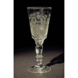 Pokalglas19. Jh., farbloses Glas, mundgeblasen und geschliffen, runder Fuß mit doppelt