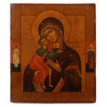 Ikone "Gottesmutter Feodorawskaja"Russland, 19. Jh., halbfiguruge Darstellung der Mutter Gottes, den
