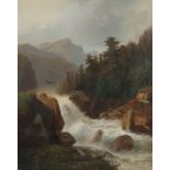 Heyn, Heinrich Eduard1856 - 1932, deutscher Maler. "Wildwasser im Gebirge", Landschaftsdarstellung