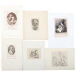 Sammlung von 14 GrafikenFaksimile mit Portrait-, Phantasie-, Landschafts- und