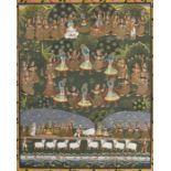 PichhwaiIndien, 20. Jh., Naturfarbe/Leinen, Pichhwai-Malerei, Darstellung des Krishna mit denGopis