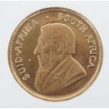 Krügerrand GoldmünzeSüdafrika, 1980, Gold 916, ca. 16,97 g, Motivseite mit Portait Paul Krugers