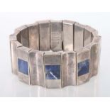 ArmbandMexiko, wohl 1980/90er Jahre, Silber, mehrgliedriges Armband mit quadratischenLapislazuli-