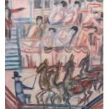 Maler des 20. Jh."Zirkus", Blick in die Manege mit den Dressurkünstlern und den Pferden, das