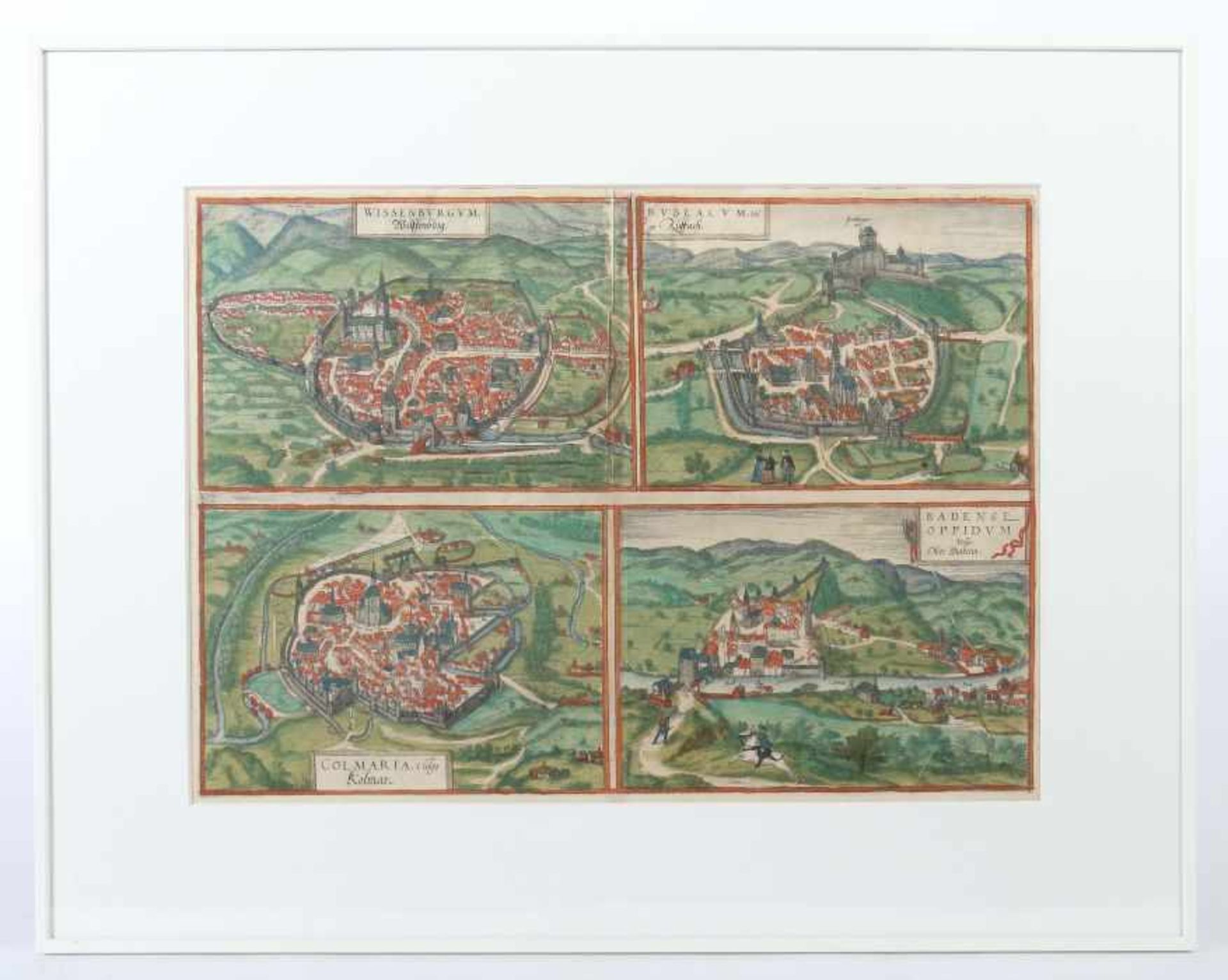 Kupferstecher des 18./19.Jh.Vier Stadtansichten: "Weissenburg", "Rüttach", "Kolmar" und "Ober - Bild 2 aus 2