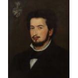 Maler des 19./20. Jh."Portrait Rudolf von Kramer", Bildnis eines jungen bärtigen Mannes, dunkles