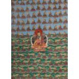 Thangka der Nyingma-SchuleTibet/Nepal, 20. Jh., Gouache/Leinen, zentrale Darstellung des Jamgon Ju