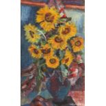Abt, KarlPforzheim 1899 - 1985 ebenda, deutscher Maler. "Sonnenblumen", in einer Glasvase