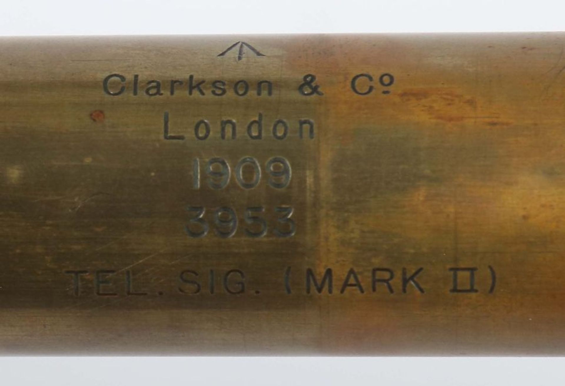 FernrohrClarkson & Co. London, dat. 1909, Messing tls. lederbezogen, 3-facher Auszug, L: ca.32,5/ - Bild 4 aus 4