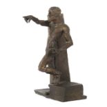 Bildhauer des 20. Jh."Männliche Akt", Bronze, patiniert, vollplastische, stilisierte Figur eines