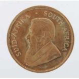 Krügerrand GoldmünzeSüdafrika, 1977, Gold 916, ca. 33,94 g, Motivseite mit Portait Paul Krugers