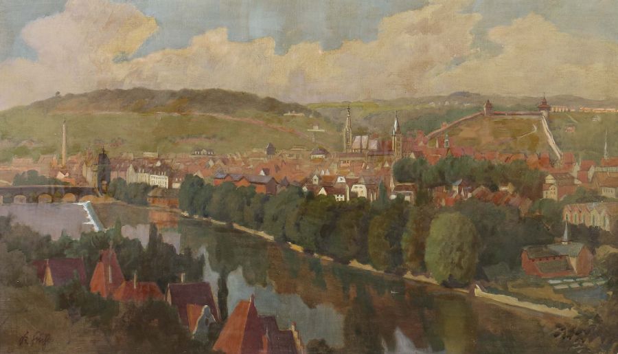 Fuchs, KarlStuttgart 1872 - 1968 Esslingen, deutscher Maler. "Esslingen", Blick auf die Stadt und