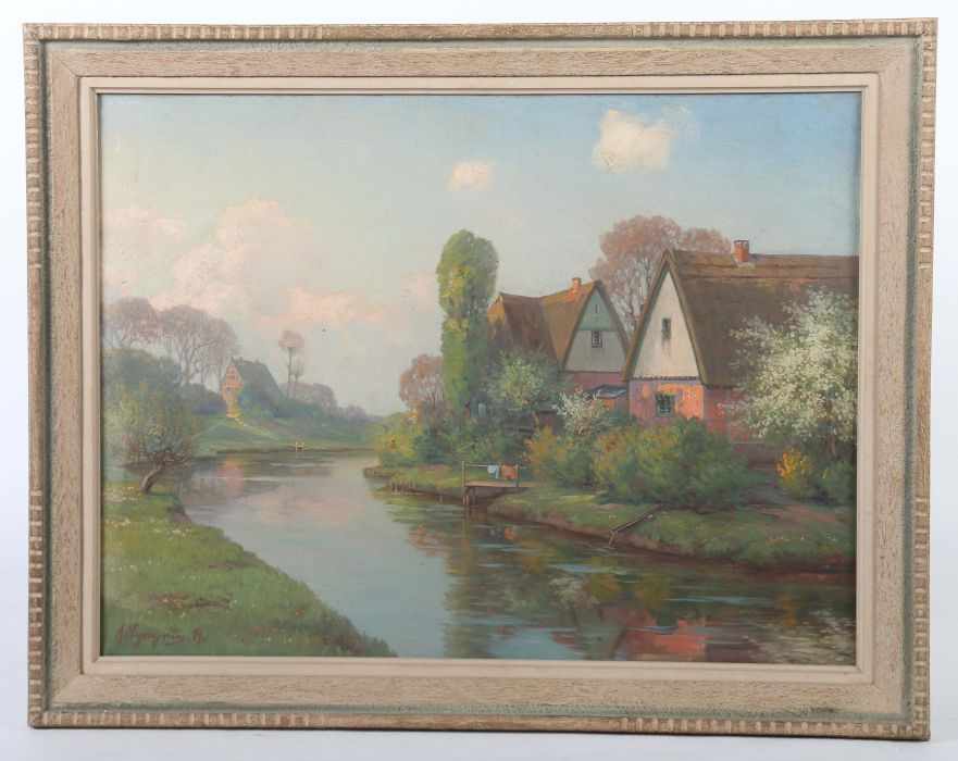 Lyongrün, ArnoldDomnau 1871 - 1935 Hamburg, deutscher Maler. "Frühling in der Lühe", - Image 2 of 4