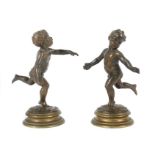 Kley, LouisSens 1833 - 1911 Paris, französischer Bildhauer. 2x "Laufender Knabe", Bronze patiniert,