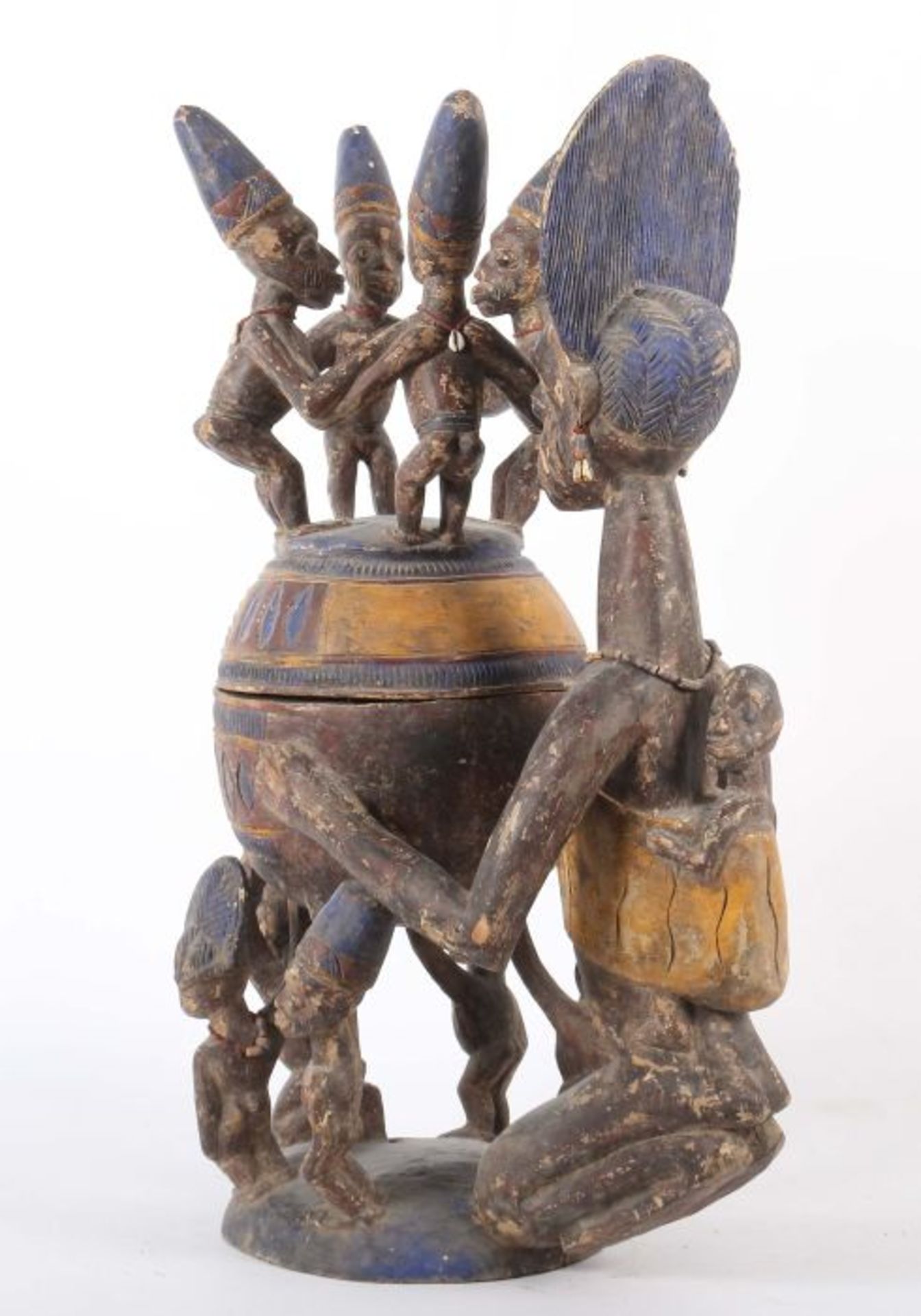 Großes Olumeye-GefäßNigeria, Stamm der Yoruba, 5 Trägerfiguren und 1 große Mutterfigur mit Kind - Image 2 of 10