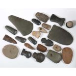 Sammlung aus 22 SteinwerkzeugenAfrika u.a., Konvolut bestehend aus Klingen, Stößel und ähnlichem,