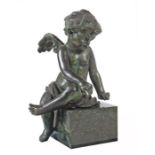 Stuttgarter Bildhauer des 20. Jh."Engel", Galvanoplastik, grün patiniert, vollplastische Figur eines