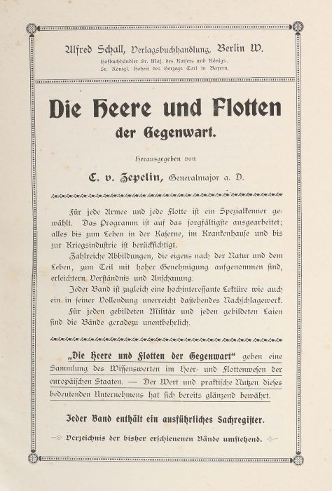 Zepelin, C(onstantin) von (Hrsg.)Die Heere und Flotten der Gegenwart, Berlin, Schall, 1897-1900, 5 - Image 2 of 2