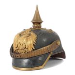 Pickelhaube mit Schachtel und Paradebuschhalterum 1900, Deutsches Reich, Reichslanden Elsass-