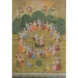 Künstler des 19./20. Jh.Indien, Gouache/Leinen, mit Ziergold geschmückt, Vermählung von Rama und