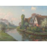 Lyongrün, ArnoldDomnau 1871 - 1935 Hamburg, deutscher Maler. "Frühling in der Lühe",