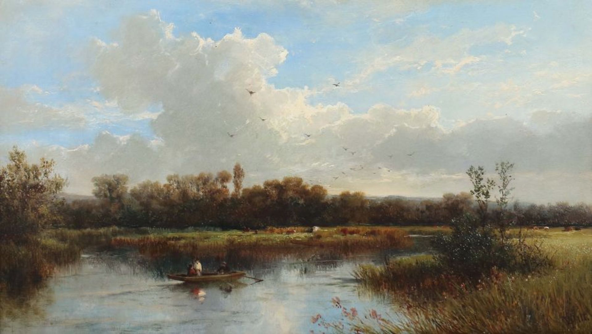 Pitt, WilliamAct. 1850 - 1890, englischer Maler. "Stour, in der näher von Christchurch", Blick auf