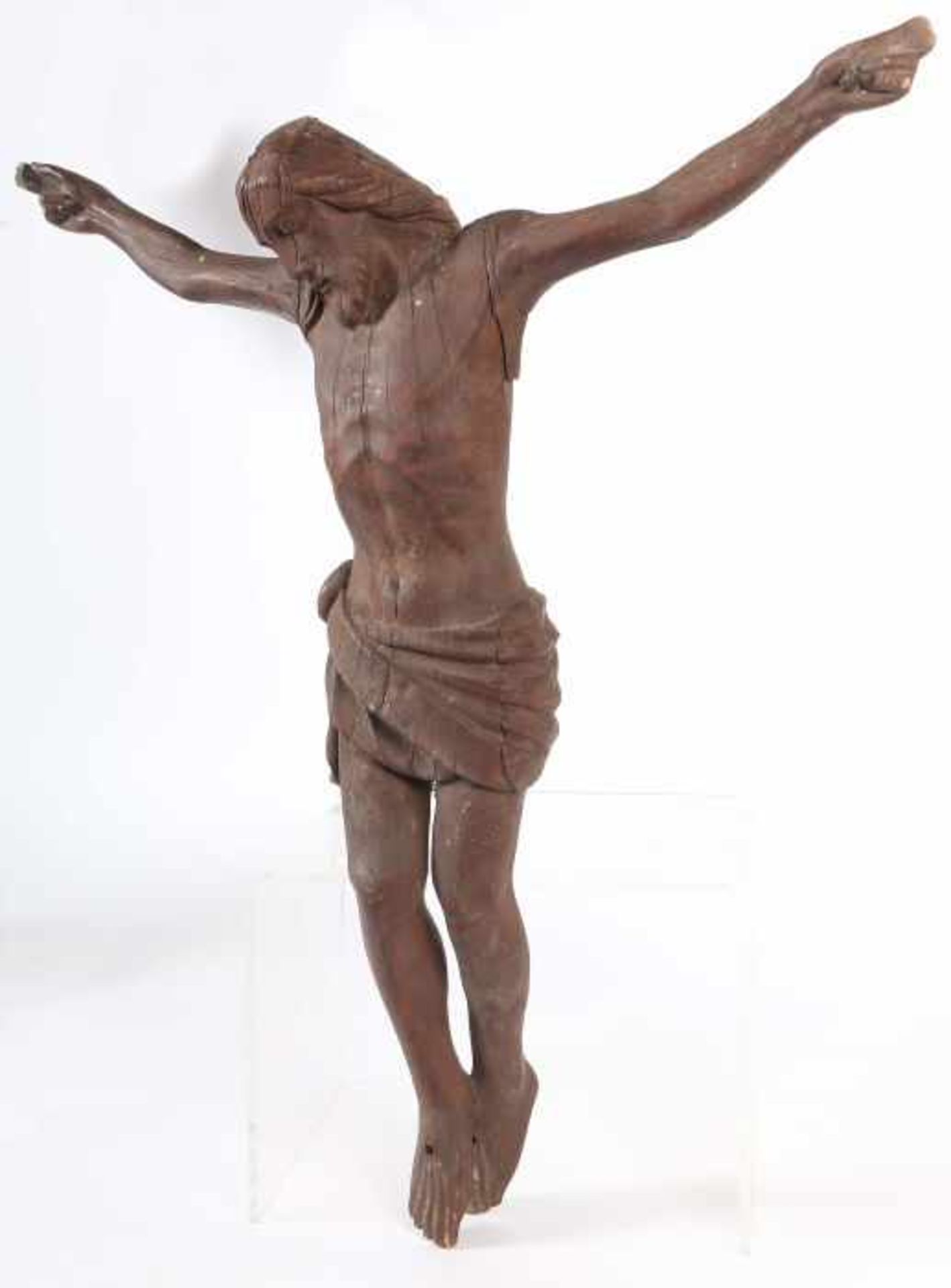 Bildschnitzer des 19. Jh.süddeutsch, "Corpus Christi", Holz geschnitzt, part. mit Metallblech - Bild 2 aus 4