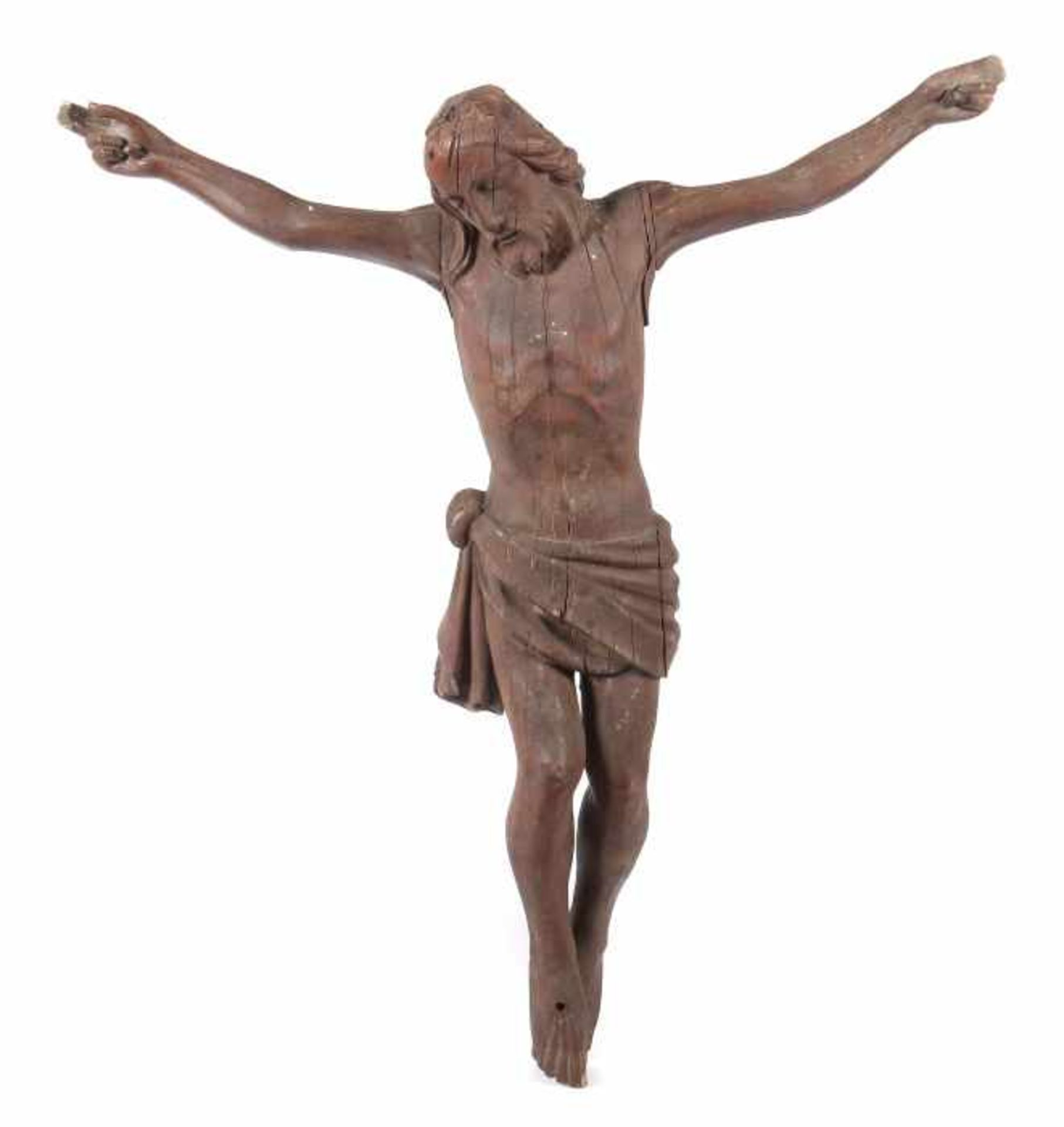Bildschnitzer des 19. Jh.süddeutsch, "Corpus Christi", Holz geschnitzt, part. mit Metallblech