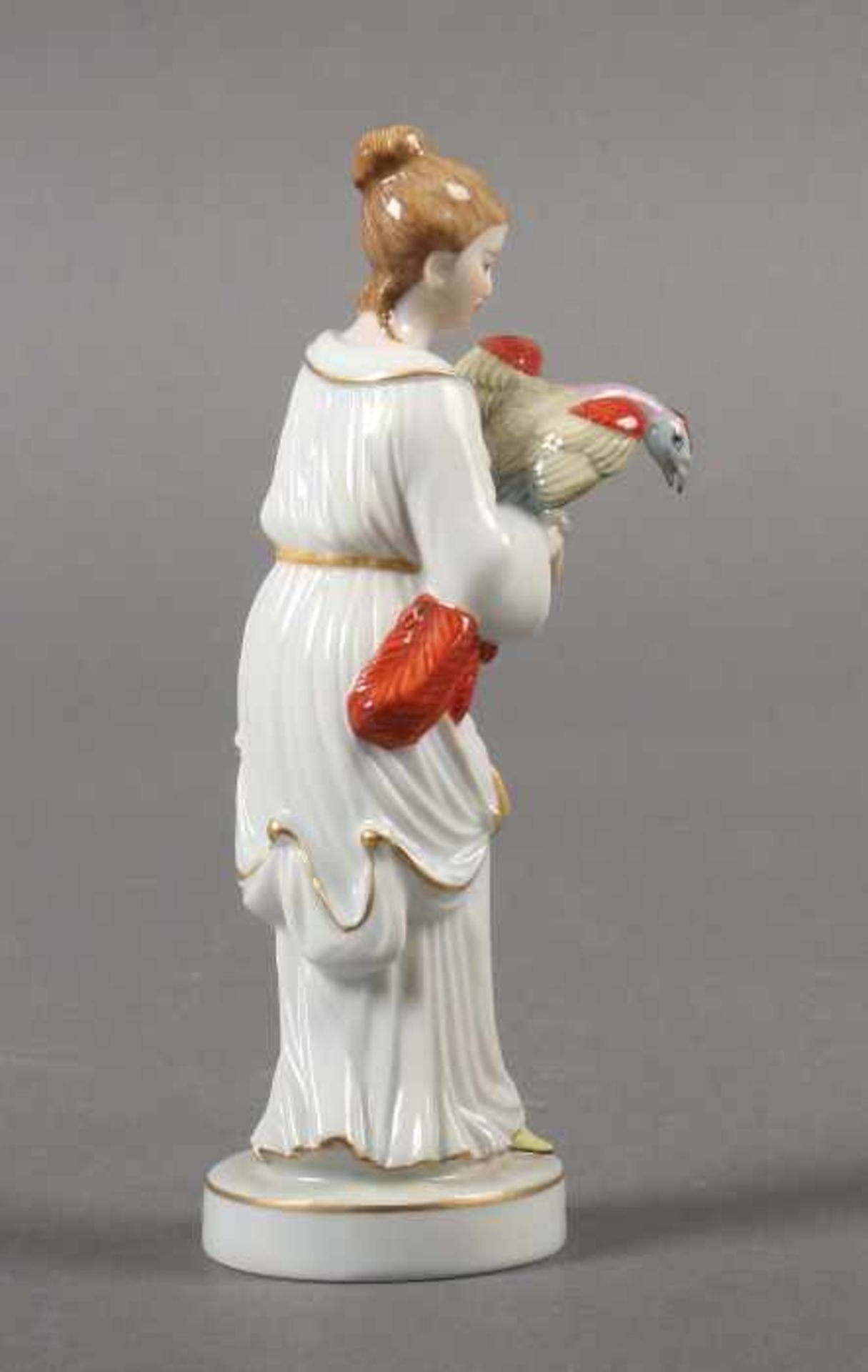 Figurine "Japanerin mit Fasan"Ludwigsburg, nach 1948, Porzellan, polychrome Aufglasurbemalung, part. - Bild 2 aus 3