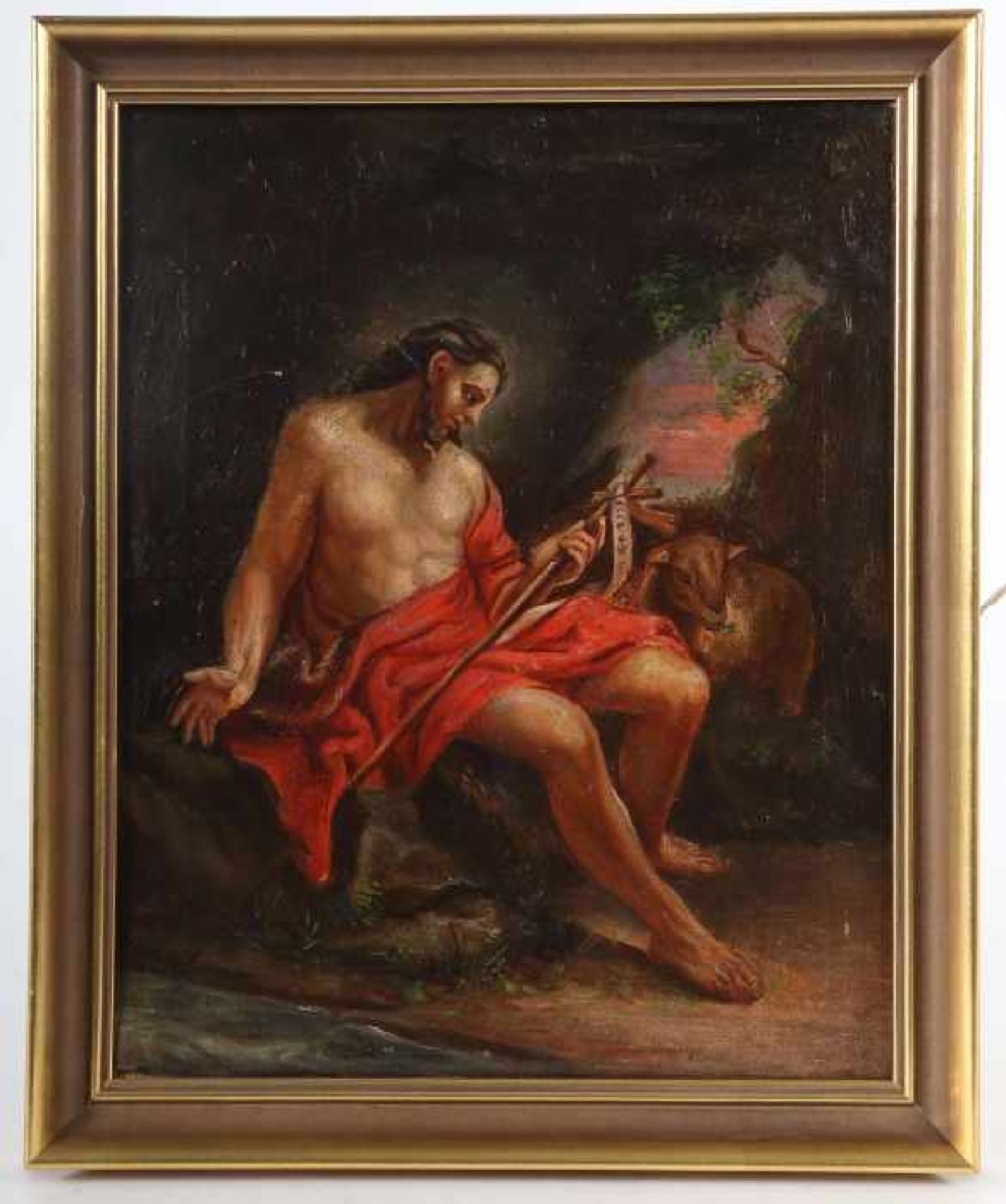 Maler des 18. Jh."Auferstandener Jesus", Darstellung des Jesus mit Kreuz in der Hand, auf einem - Bild 2 aus 3