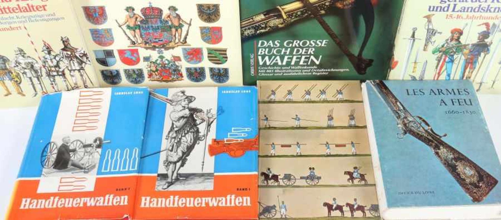 8 Waffen-Bücherbest. aus: Reid, Buch der Waffen, Orbis, 1991; Leonhard, Lugs, Handfeuerwaffen, - Bild 2 aus 2