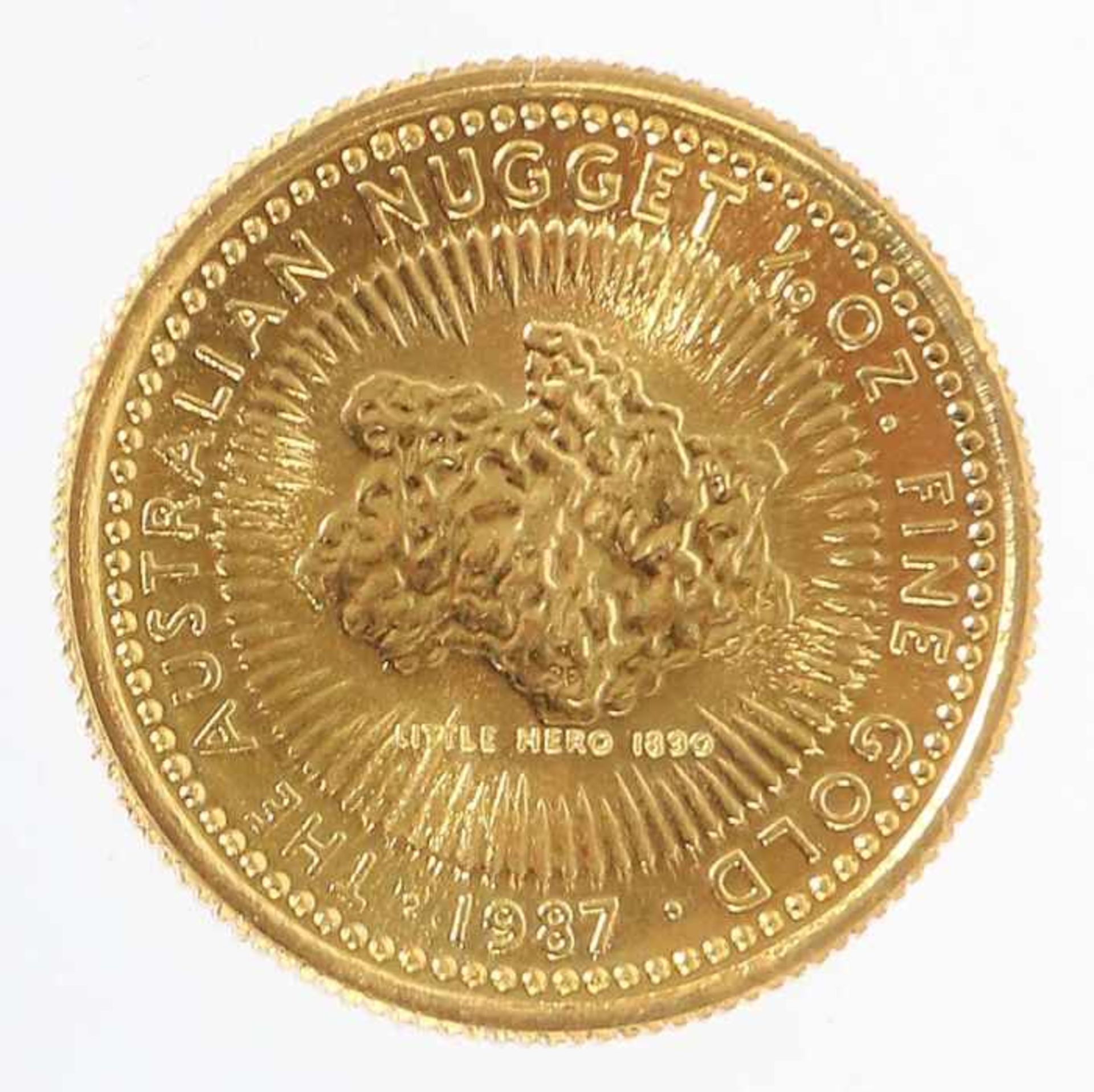 Goldmünze Australian NuggetAustralien, 1987, Gold 999, ca. 3,14 g, averse mit Seitenprofil Elizabeth - Bild 2 aus 2