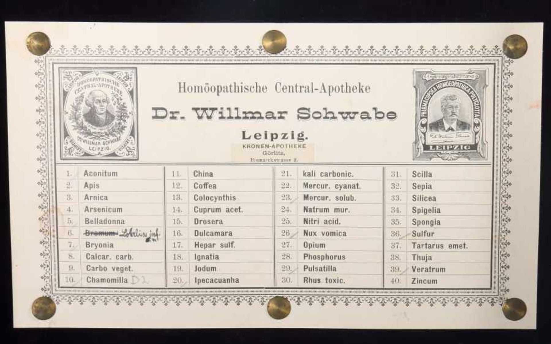 Homöopathische HausapothekeHomöopathische Central-Apotheke Dr. Willmar Schwabe, Leipzig, um 1880, - Bild 2 aus 4