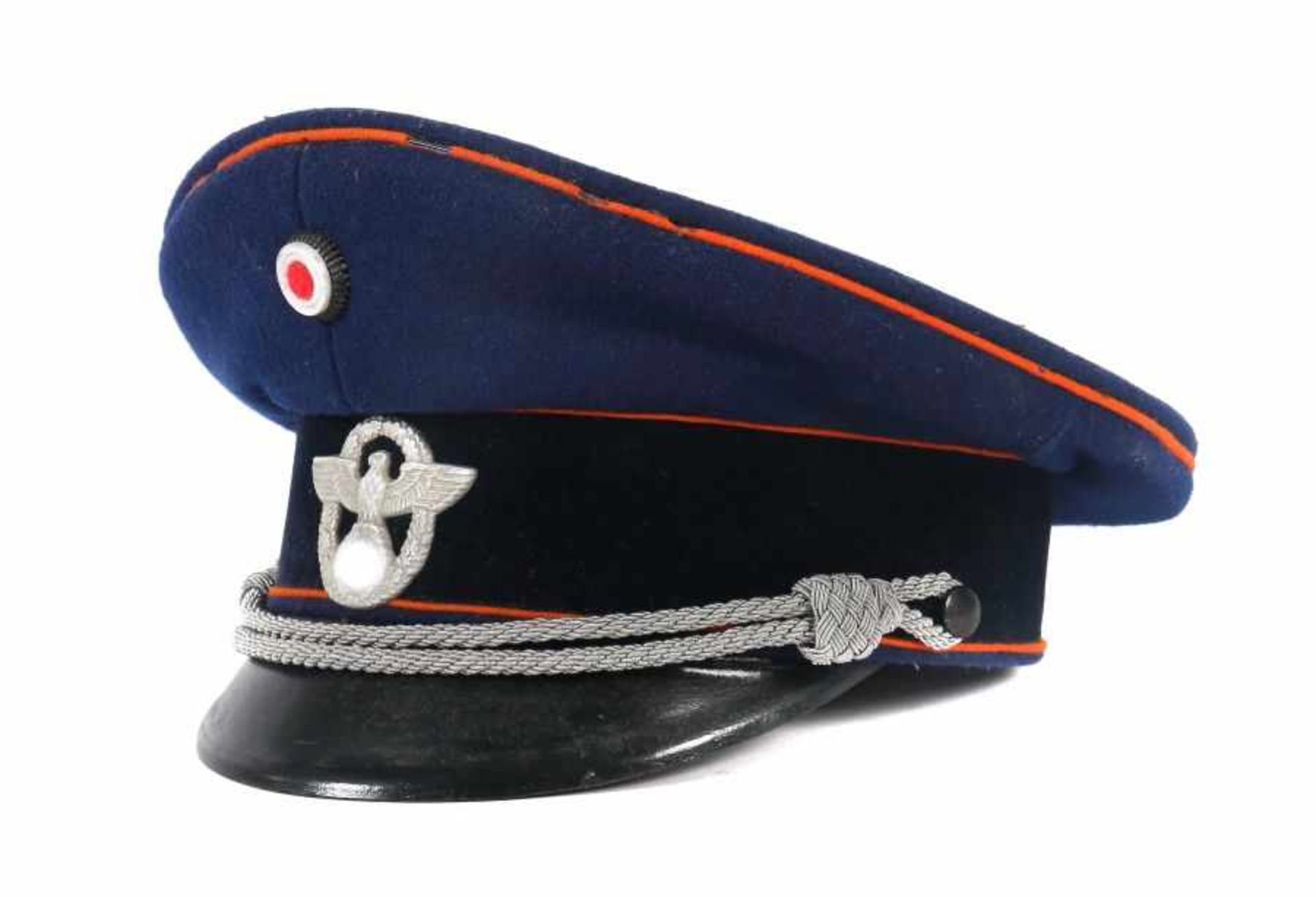 Schirmmütze3. Reich, 1935 für Mannschaften der Feuerschutzpolizei, dunkelblaues Tuch