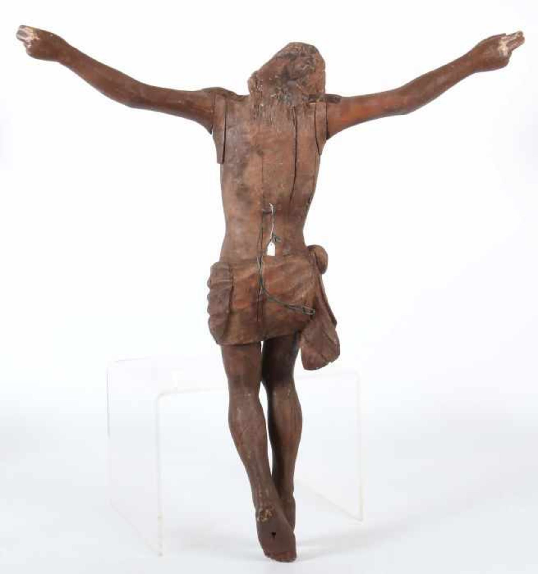 Bildschnitzer des 19. Jh.süddeutsch, "Corpus Christi", Holz geschnitzt, part. mit Metallblech - Bild 4 aus 4