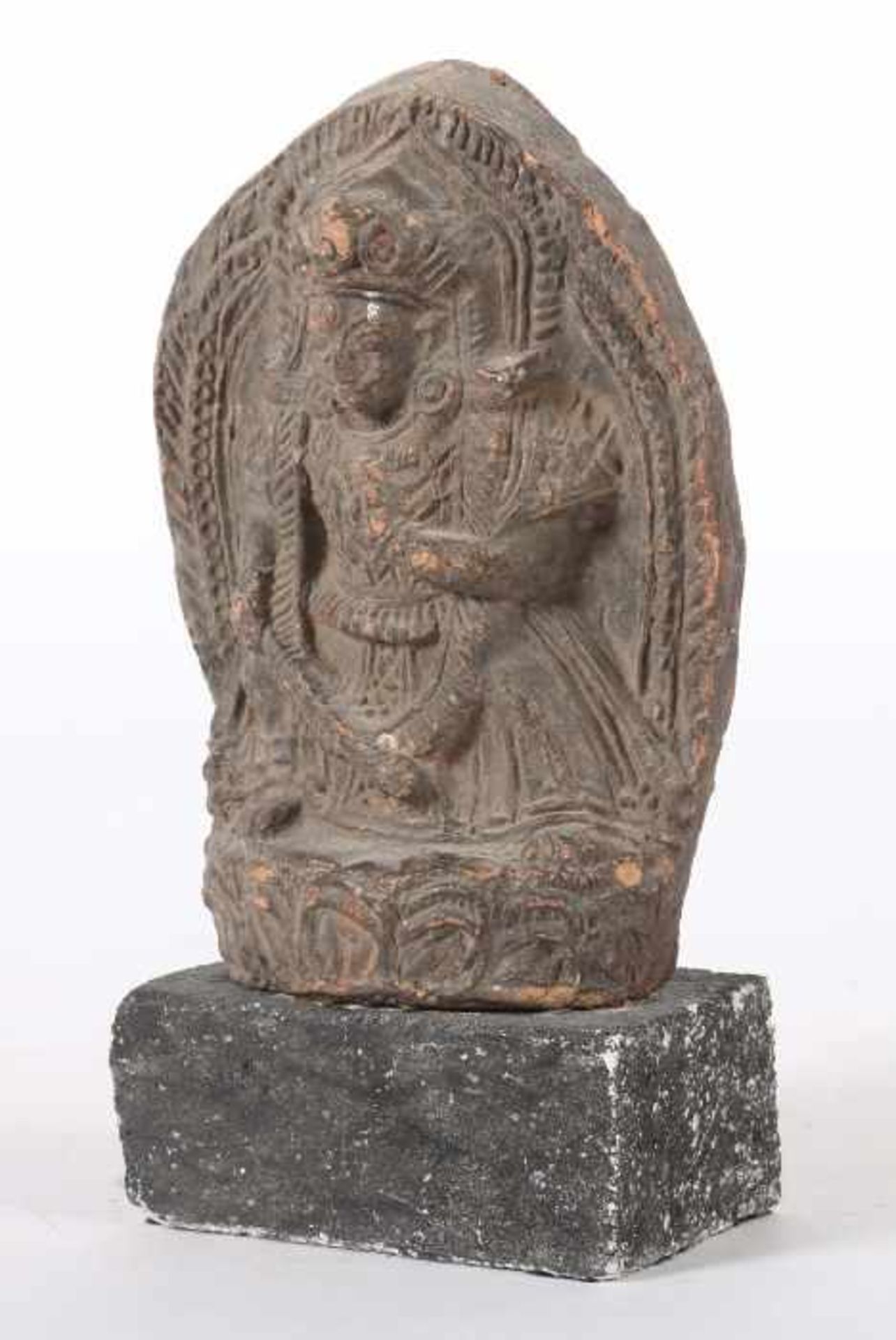 VotivtafelTibet, wohl 18. Jh., roter Scherben, gefasst, Darstellung des Manjushri auf - Bild 2 aus 3