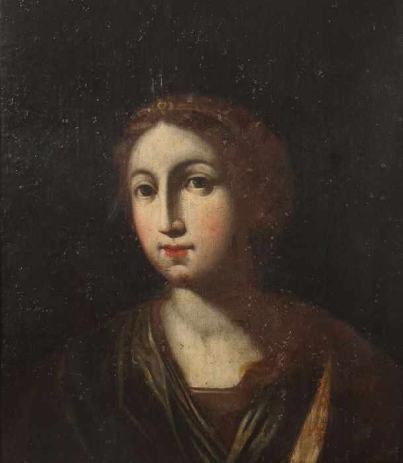 Portraitmaler 18./19. Jh."Damenportrait", Brustbildnis einer jungen Frau mit braunen Haaren, vor