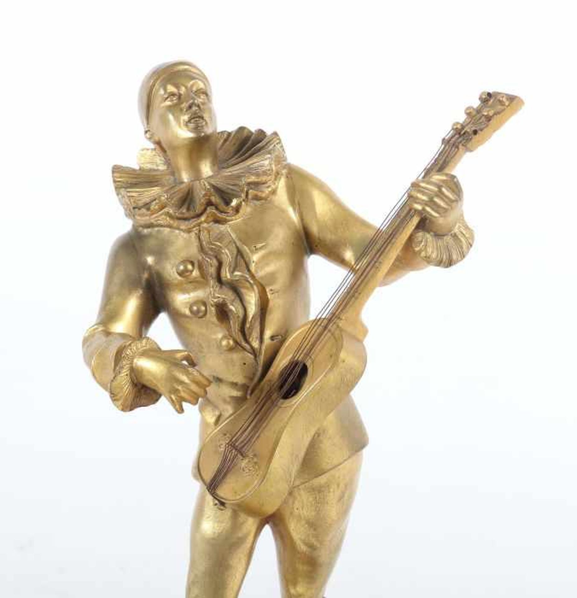 Raphäel"Bajazzo mit Gitarre", Metallguss, bronziert, feuervergoldet, - Bild 2 aus 5