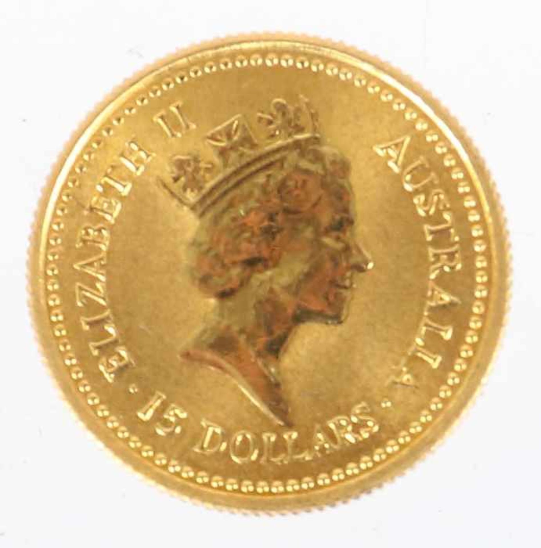 Goldmünze Australian NuggetAustralien, 1987, Gold 999, ca. 3,14 g, averse mit Seitenprofil Elizabeth